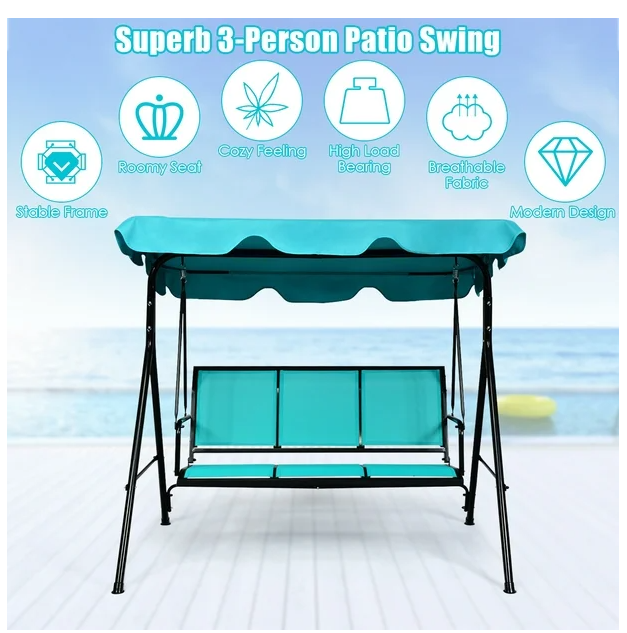 3 Person Patio Swing  with Canopy - Unassembled