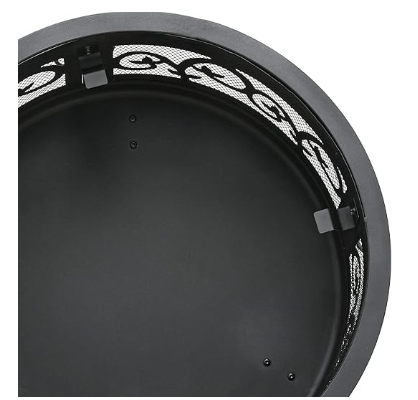 26" Wood Burning Fire Pit Floral Pattern , Black (Manufactures Defect)