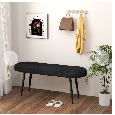 47 Inch Upholstered Entryway Bench with Heavy-duty Metal Frame