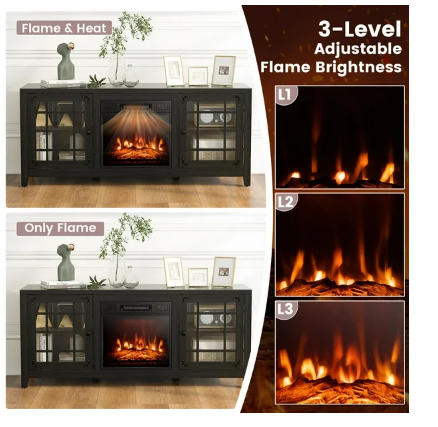 58 Inches Fireplace TV Stand  with 1400W Electric Fireplace (Scratch and Dent)