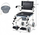 NO TAX, 4-in-1 Bedside Commode Wheelchair with Detachable Bucket