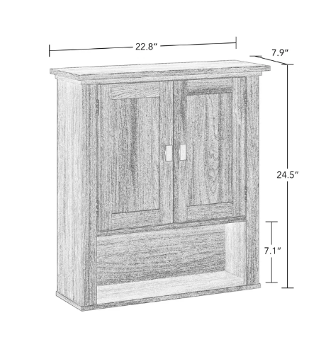 Two-Door Bathroom Wall Mount Storage Medicine Cabinet (1 Box, Unassembled)