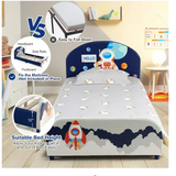 Kids Upholstered Platform Bed Frame,  Astronaut Pattern, Scratch & Dent