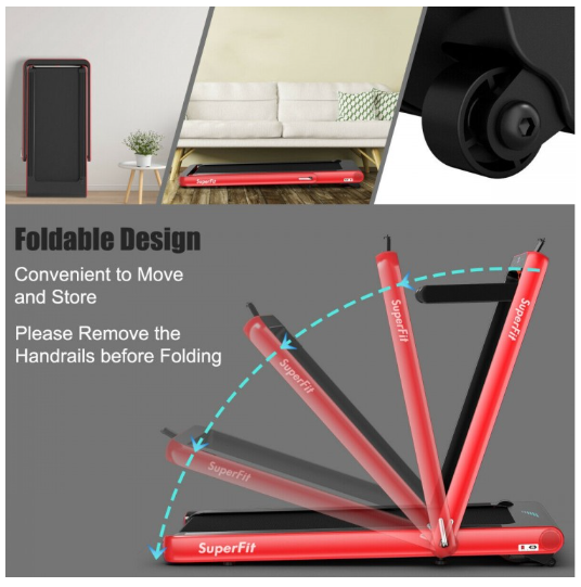 *CLEARANCE SPECIAL* 4.75HP 2 In 1 Folding Treadmill with Remote APP Control-RED (I Box)