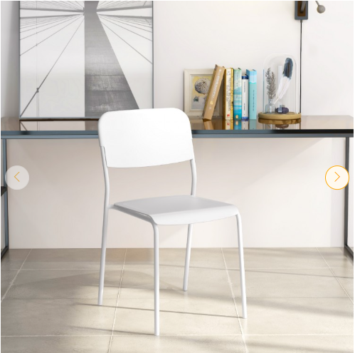 Modern Dining Chairs Set of 4 with Tilted Backrest and Sturdy Metal Legs-White - (Assembled)