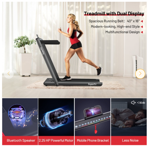 SPECIAL 2.25 HP 2-in-1 Folding Walking Pad Treadmill with App Control (MAX 265lbs) (Shipping Damage)