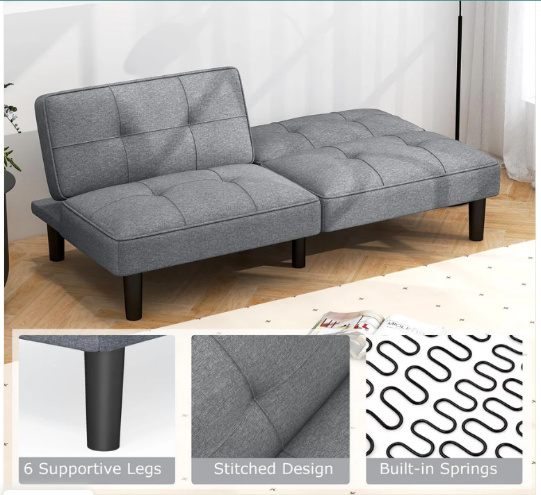 Convertible Futon Sofa Bed, Upholstered Folding Recliner