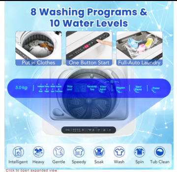 Full-Automatic Washing Machine Washer and Spin Combo, 11lbs Capacity, Drain Pump, White