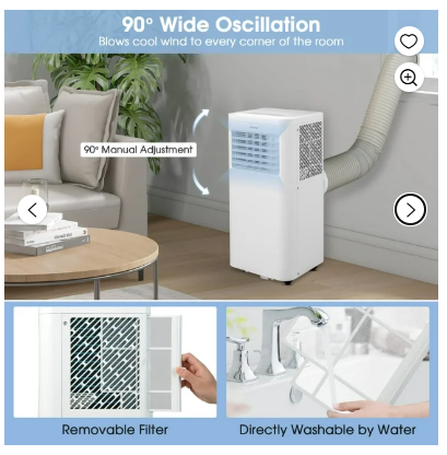 10000 BTU Portable Air Conditioner with Sleep Mode - White