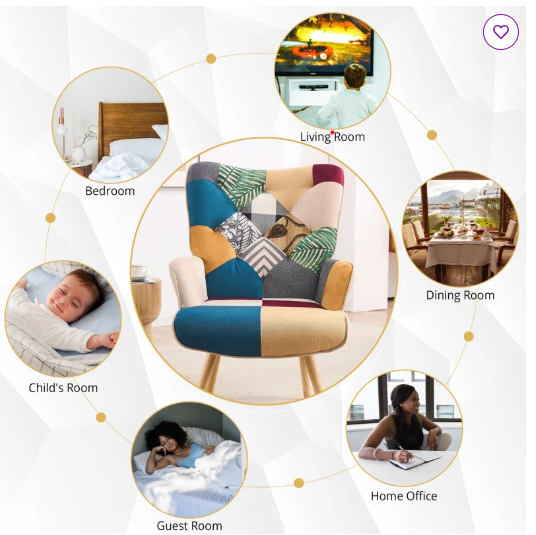 Heidegard Colorful Patchwork Reading Chair