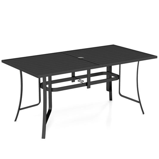 63" x 33" Rectangle Metal Patio Dining Table for 6-Black (Scratch and Dent)