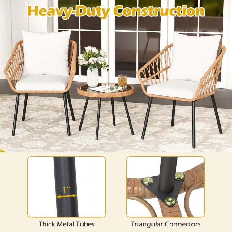 3 Piece Patio Bistro Set with Heavy Duty Metal Frame, fully assembled