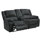 Signature Design by Ashley Draycoll Reclining Fabric Loveseat with Console, dark gray