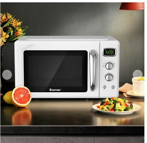 0.9 Cu.ft Retro Countertop Compact Microwave Oven-White