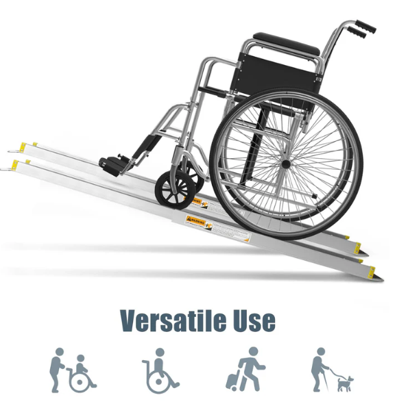 Adjustable  Wheelchair  Aluminum Ramp, with safety channels