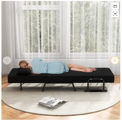 Folding 6 Position Convertible Sleeper Bed Armchair Lounge Couch- Black (See description)