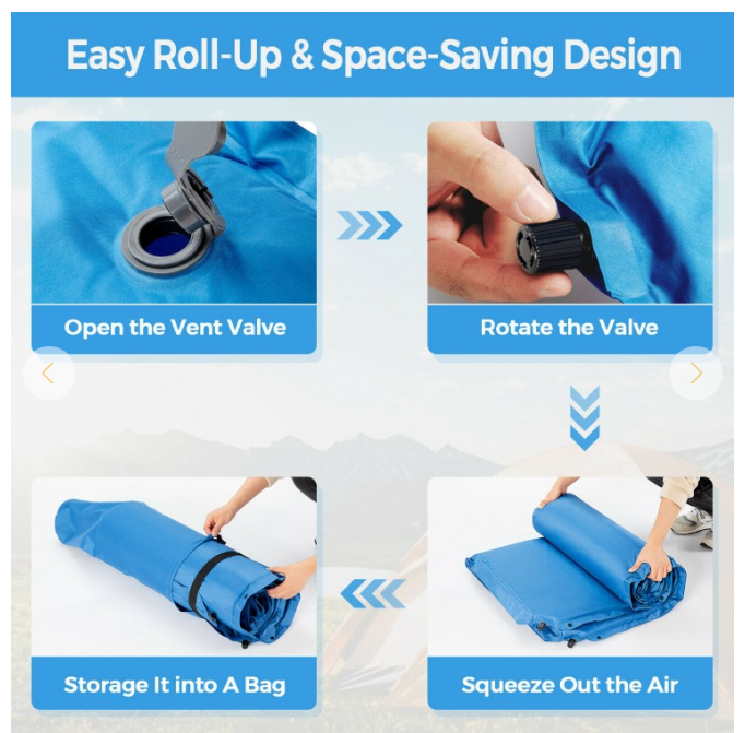 Self-Inflating Camping Outdoor Sleeping Mat with Pillows Bag