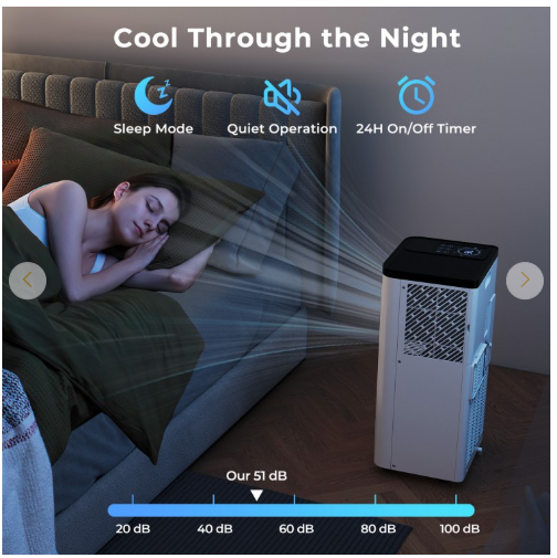 8000 BTU(Ashrae) 3-in-1 Portable Air Conditioner with Remote Control (1 Box)