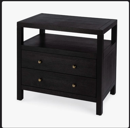 Celine 28" 2-Drawer Nightstand, Black - Assembled