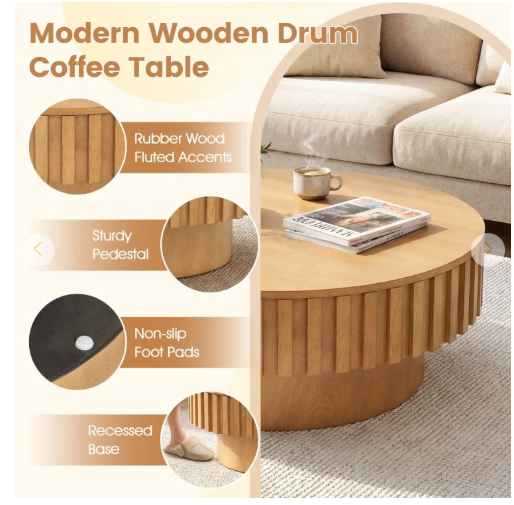 Round Coffee Table with Hidden Compartment