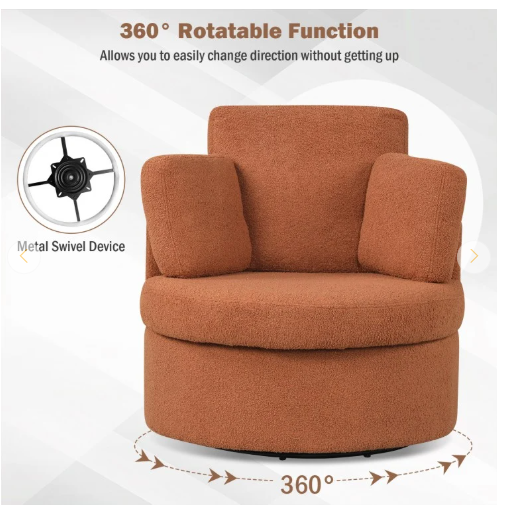 360° Swivel Accent Chair with Half Moon Storage Ottoman