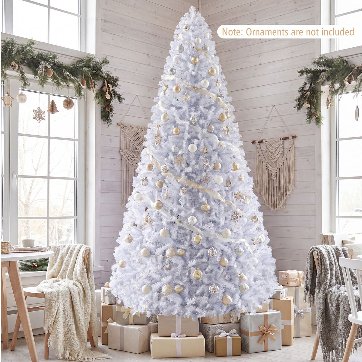 9' Hinged Artificial Christmas Tree with Metal Stand-9 ft