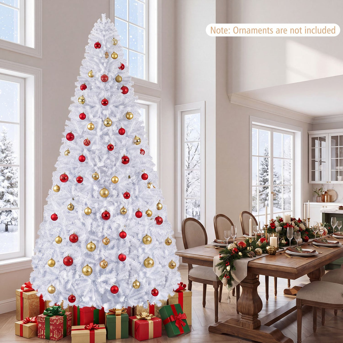 9' Hinged Artificial Christmas Tree with Metal Stand-9 ft