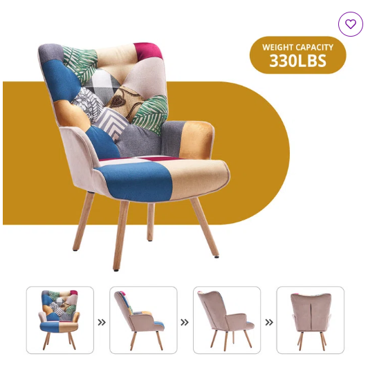 Heidegard Colorful Patchwork Reading Chair