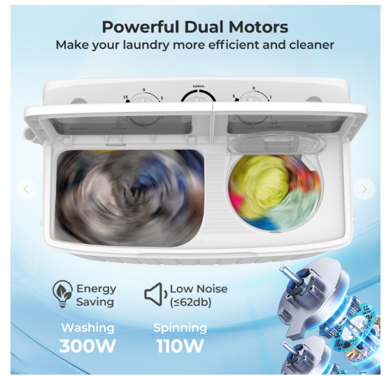 20 lbs Portable Washing Machine with Built-in Gravity Drain
