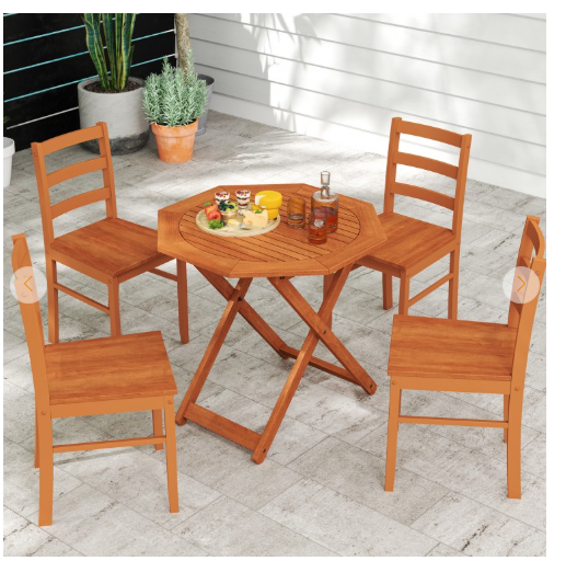 NO TAX - Octagon Folding Patio Table with 2 Inches Umbrella Hole