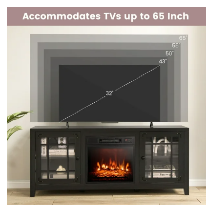 58 Inches Fireplace TV Stand  with 1400W Electric Fireplace (Scratch and Dent)