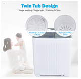 Twin Tub Portable Washing Machine with Timer Control and Drain Pump for Apartment