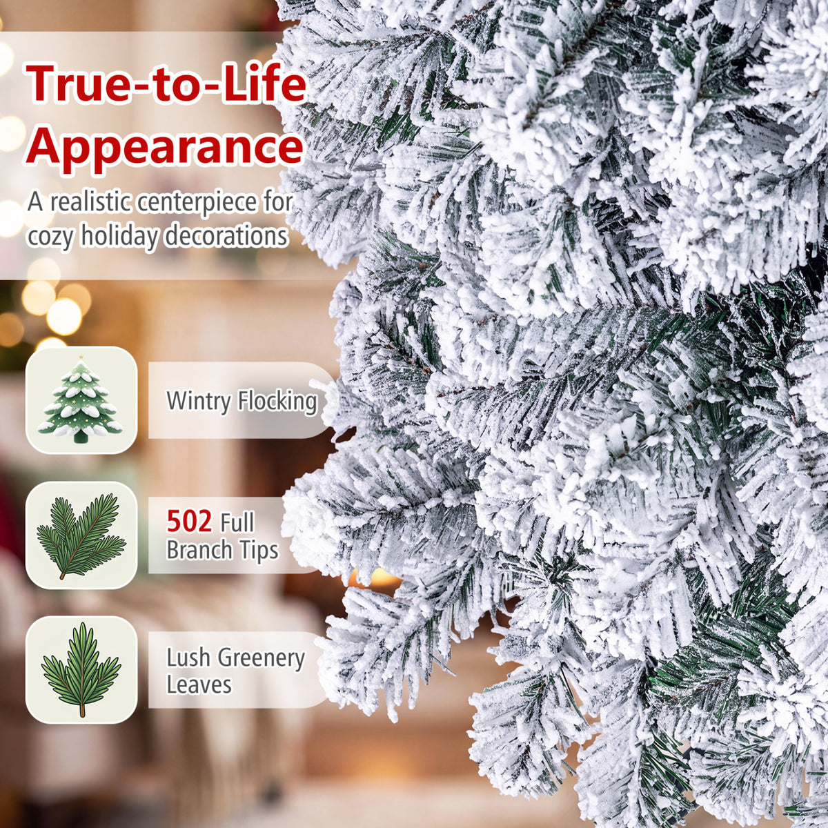 6 Feet Pre-lit Snow Flocked Artificial Pencil Christmas Tree with 250 LED Lights - FINAL SALE