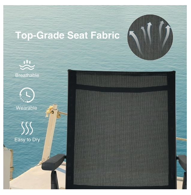 Patio Folding Chaise Lounge Chair Outdoor Portable Reclining Lounger Beach Black