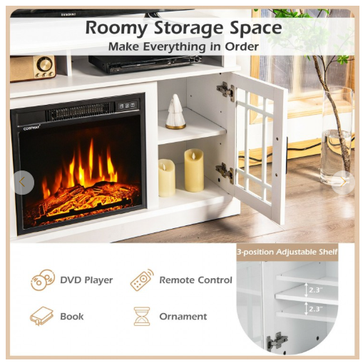 48 Inch Fireplace TV Stand and Fireplace Insert, Fully Assembled (Scratch and Dent)