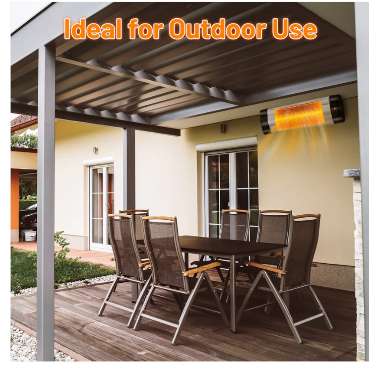 1500W Adjustable Infrared Wall-Mounted Patio Heater with Remote Control