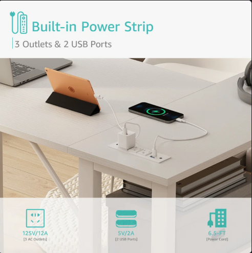 L-Shaped Computer Desk with Drawers & Storage Shelves - Scratch and Dent -(Fully Assembled)