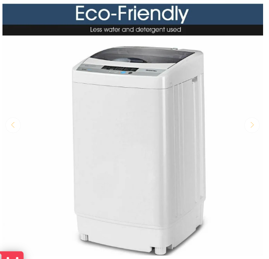 Full-Automatic Washing Machine Portable Compact 1.34 Cu.ft Laundry Washer Spin with Drain Pump, 10 programs 8 Water Level Selections with LED Display 12 Lbs Capacity