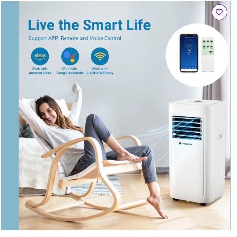 10000 Btu - 4-in-1 Smart Portable Air Conditioner, App Control, Cooling, Fan, Dehumidifier & Sleep Mode–  (Scratch and Dent)