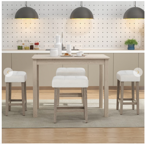Set of 2 - Modern Counter Height Bar Stools with Rubber Wood Legs