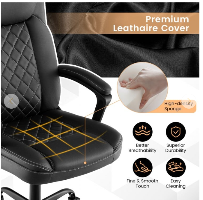 High Back Ergonomic Executive Chair with Thick Headrest Cushion-Black, assembled