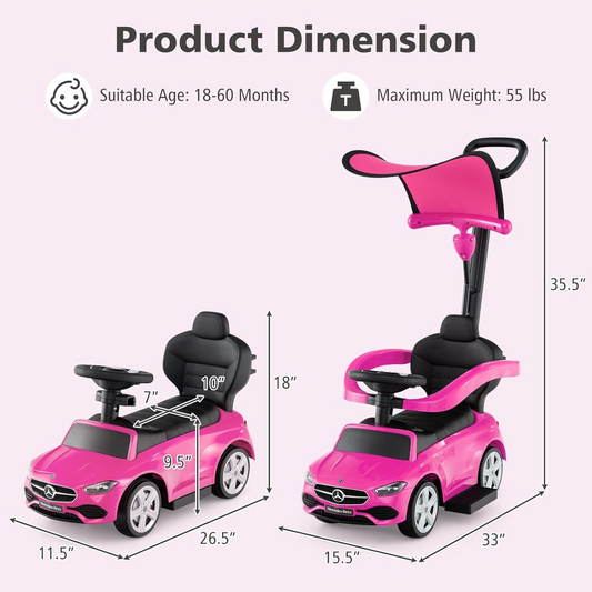 Push Car, fully assembled, pink