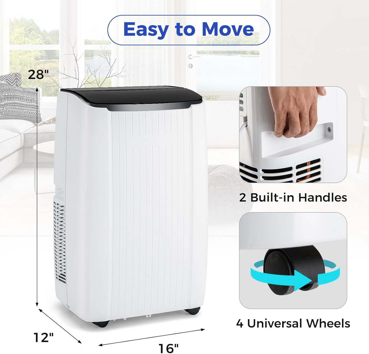 12000 BTU Portable  Heat Pump & Air Conditioner, Fan, Dehumidifier, 1 wheel sticks. SPECIAL