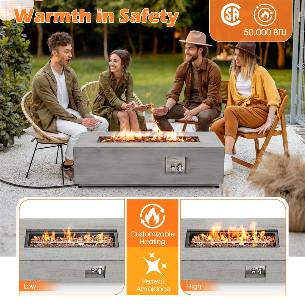 42 Inch 50 000 BTU Outdoor Rectangular Fire Table with Tank Holder, Customer return special
