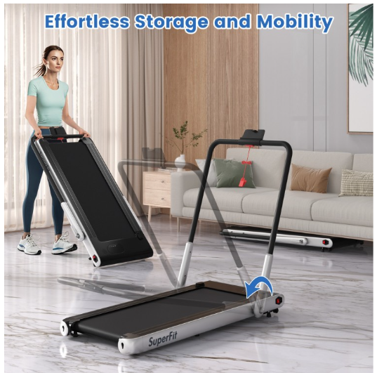 *SPECIAL* Folding Treadmill 2-in-1 with Remote Control -White (Shipping Damage)
