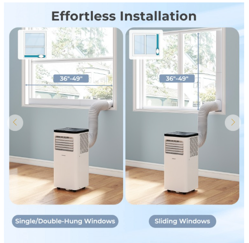 8000 BTU(Ashrae) 3-in-1 Portable Air Conditioner with Remote Control (1 Box)