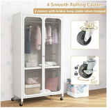 Rolling Storage Armoire Closet with Hanging Rod and Adjustable Shelf - Scratch and Dent