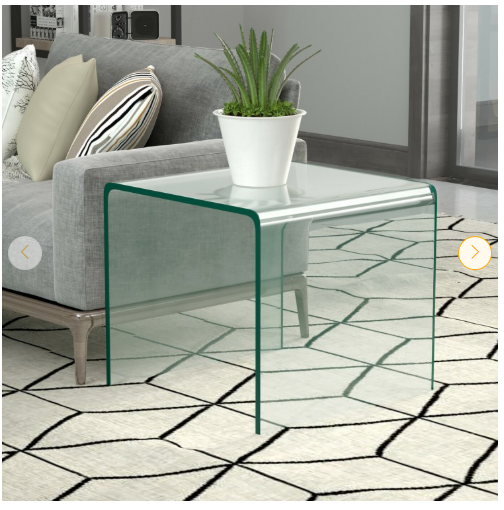 Tempered Glass End Table with non-Slip Pad