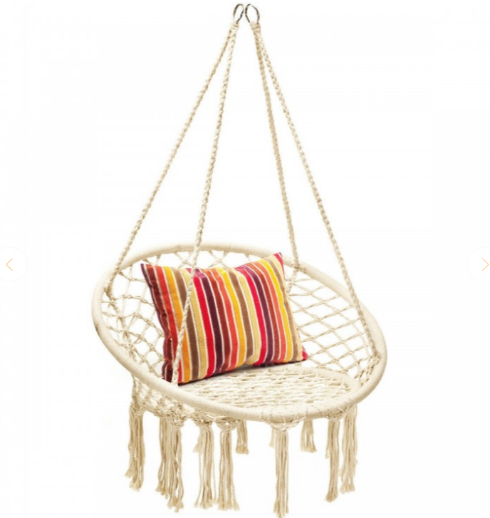 Cushioned Hammock Swing Chair with Hanging Kit-Beige