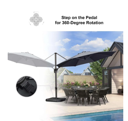 11 FT Outdoor Patio Umbrella with 360° Rotation and Adjustable Tilt-Grey